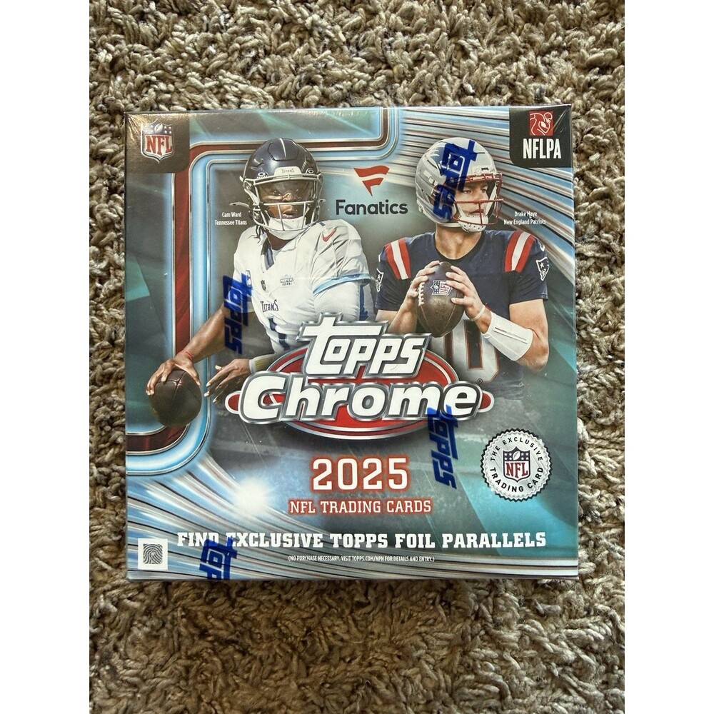 2025 Topps Chrome NFL Football Sealed FANATICS EXCLUSIVE Mega Box In Hand